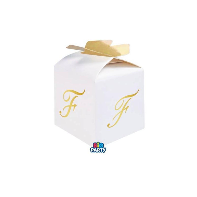 SCATOLINA CUBETTO PORTACONFETTI 5x7x5cm LETTERA F 10pz