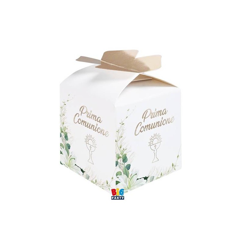 SCATOLINA CUBETTO PORTACONFETTI 5x7x5cm PRIMA COMUNIONE LILY 10pz