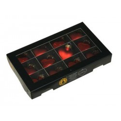 PALLINE CUORE VETRO RED COMBI Ø40mm 12pz