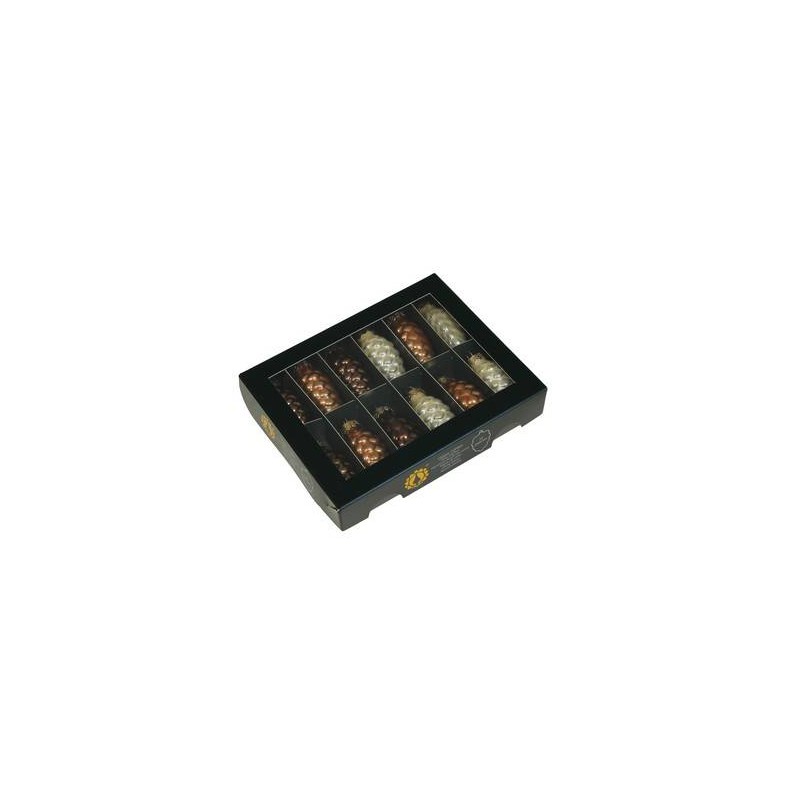 PALLINE VETRO PIGNE OPAL NATURAL Ø60mm 12pz