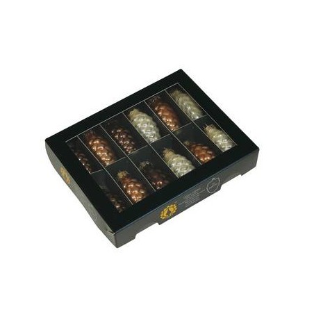 PALLINE VETRO PIGNE OPAL NATURAL Ø60mm 12pz