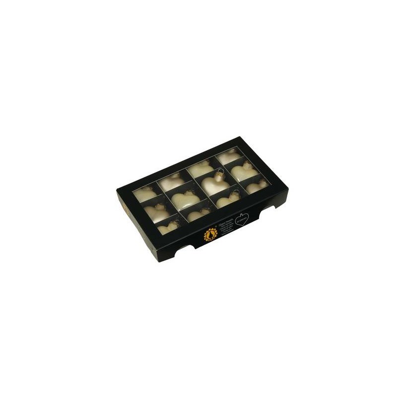 PALLINE CUORE VETRO CHAMPAGNE COMBI Ø40mm 12pz