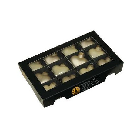 PALLINE CUORE VETRO CHAMPAGNE COMBI Ø40mm 12pz