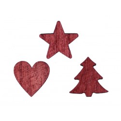DECORAZIONE IN LEGNO 2,5cm ROSSO 3ASS.TI 48pz