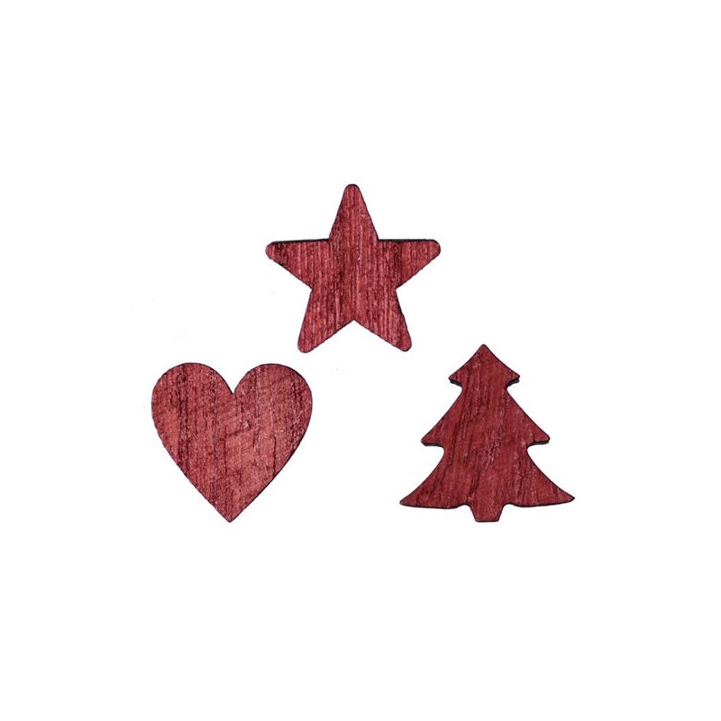 DECORAZIONE IN LEGNO 2,5cm ROSSO 3ASS.TI 48pz