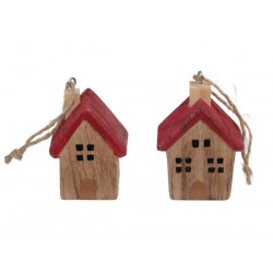 CASETTINA IN LEGNO 5x3,5x7cm C/APPENDINO TETTO ROSSO 1pz