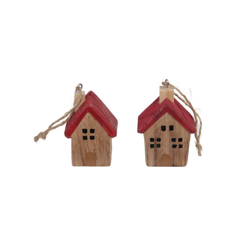 CASETTINA IN LEGNO 5x3,5x7cm C/APPENDINO TETTO ROSSO 1pz
