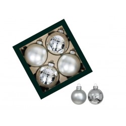 PALLINE VETRO ø100mm SILVER COMBI 4pz