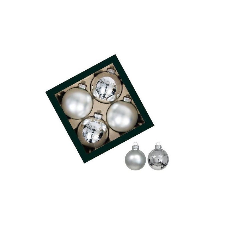 PALLINE VETRO ø100mm SILVER COMBI 4pz