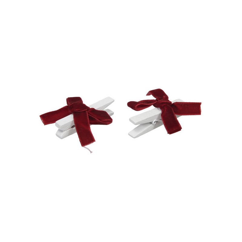 MOLLETTINE CLIP 5cm C/FIOCCO ROSSO 6pz