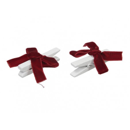 MOLLETTINE CLIP 5cm C/FIOCCO ROSSO 6pz