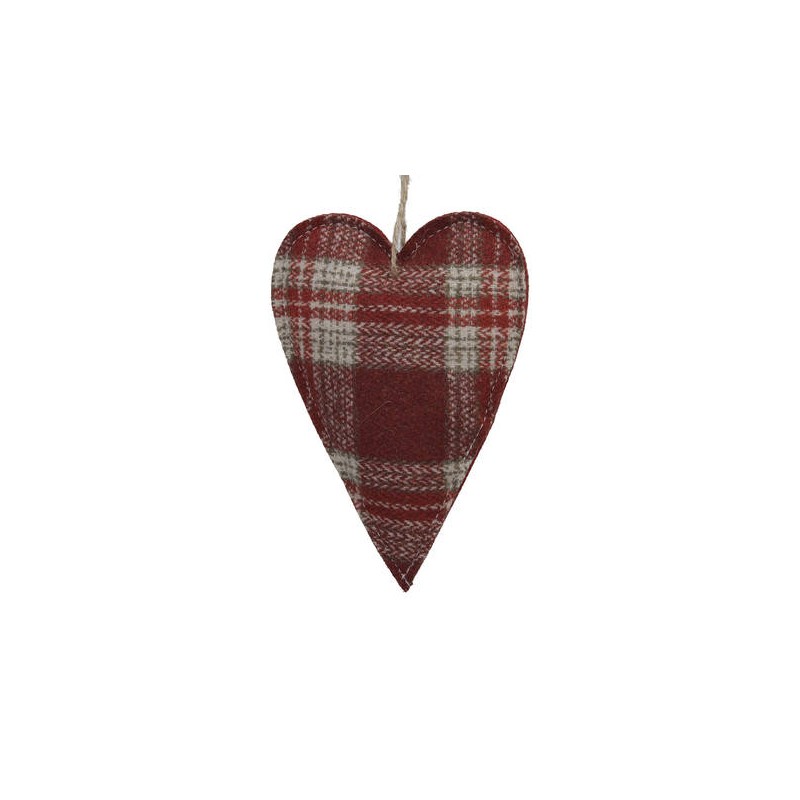 CUORE IN TESSUTO TARTAN 8,5x12cm DA APPENDERE 4pz
