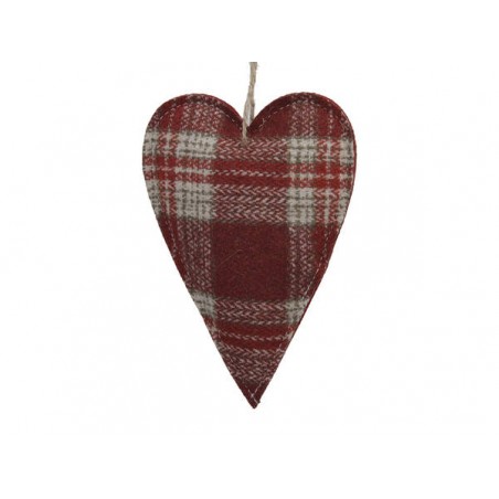 CUORE IN TESSUTO TARTAN 8,5x12cm DA APPENDERE 4pz