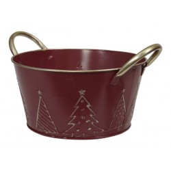 VASO IN METALLO ø20,5x10cm ROSSO C/MANICI