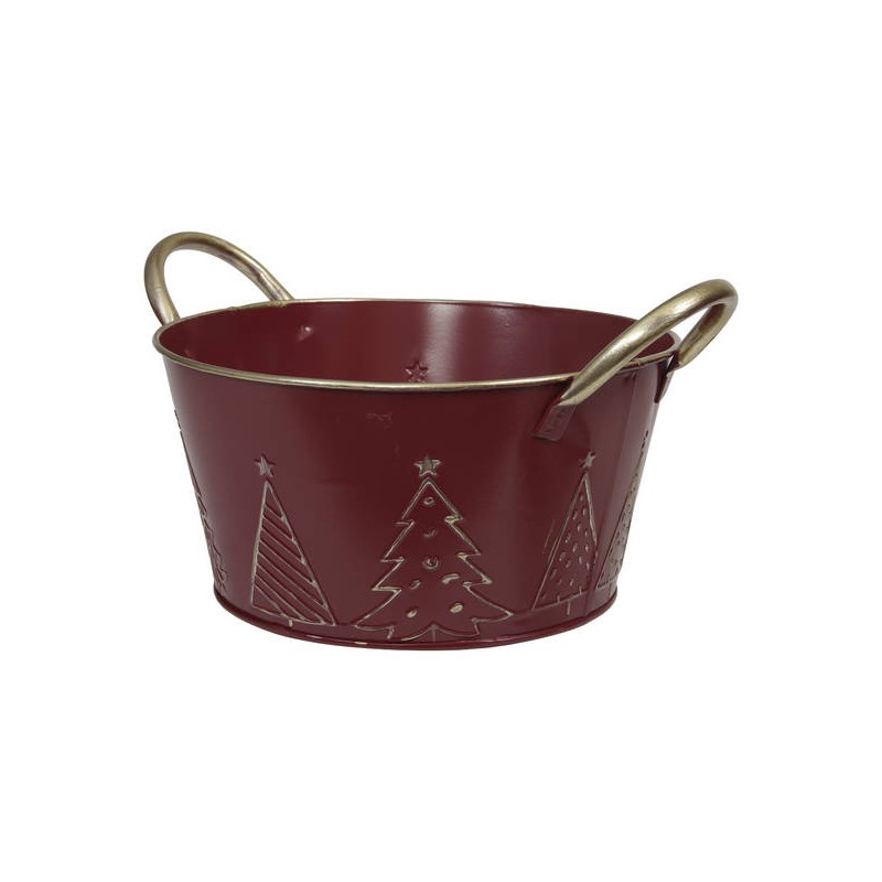 VASO IN METALLO ø20,5x10cm ROSSO C/MANICI