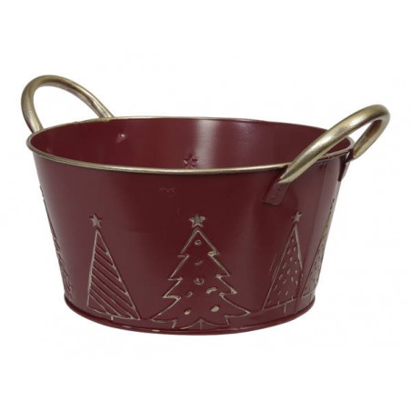 VASO IN METALLO ø20,5x10cm ROSSO C/MANICI
