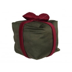 PACCO REGALO IN TESSUTO 18x21cm VERDE C/FIOCCO ROSSO