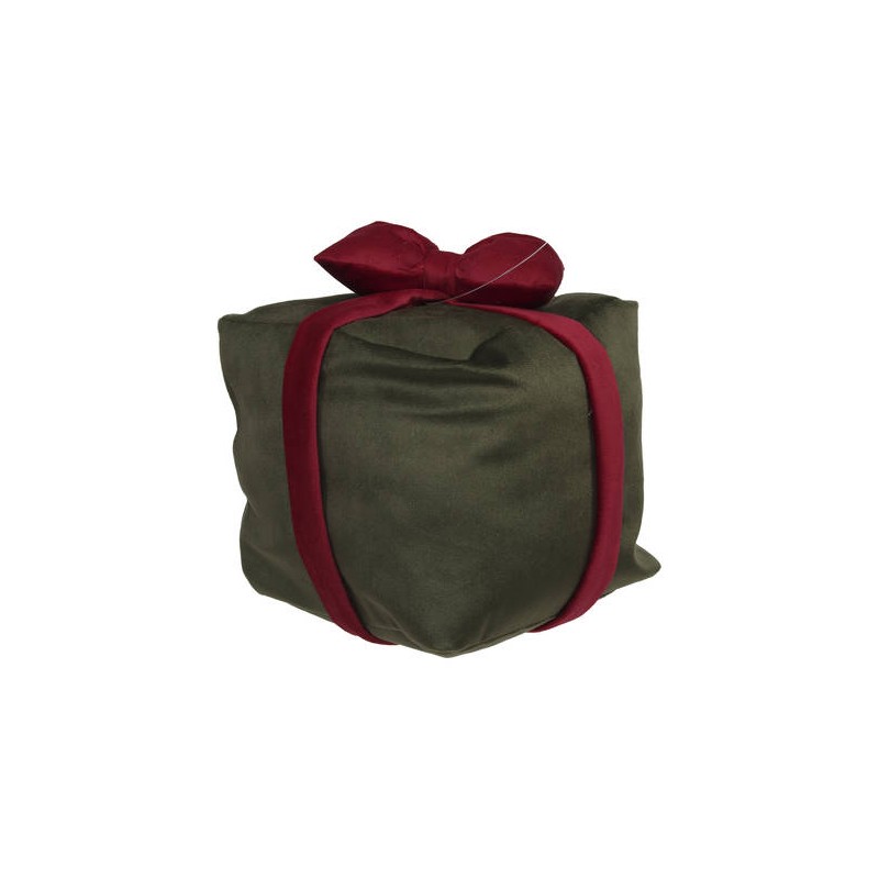 PACCO REGALO IN TESSUTO 18x21cm VERDE C/FIOCCO ROSSO