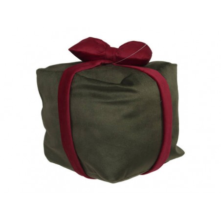 PACCO REGALO IN TESSUTO 18x21cm VERDE C/FIOCCO ROSSO