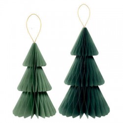 DECORAZIONE IN CARTA ALBERO 20/25cm VERDE SALVIA 2pz