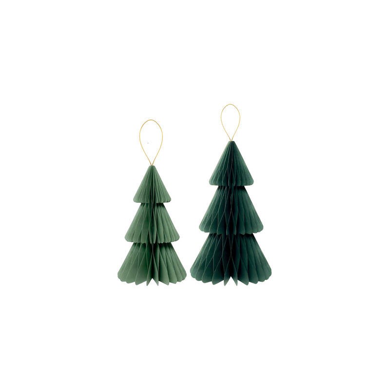 DECORAZIONE IN CARTA ALBERO 20/25cm VERDE SALVIA 2pz