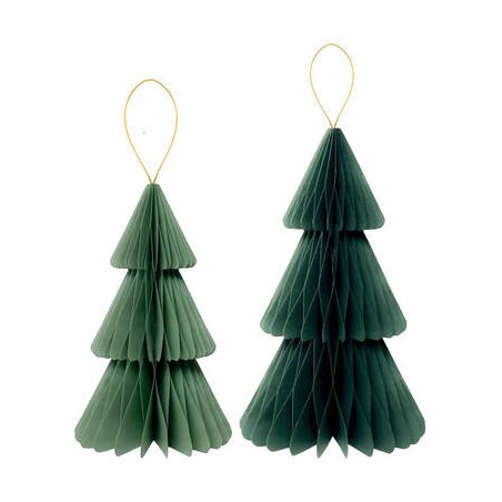 DECORAZIONE IN CARTA ALBERO 20/25cm VERDE SALVIA 2pz