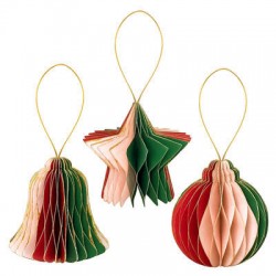 DECORAZIONE IN CARTA SOGGETTI NATALIZI 10cm TRICOLOR 3pz