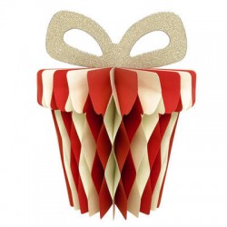 DECORAZIONE IN CARTA PACCO REGALO C/FIOCCO GLITTER 40cm