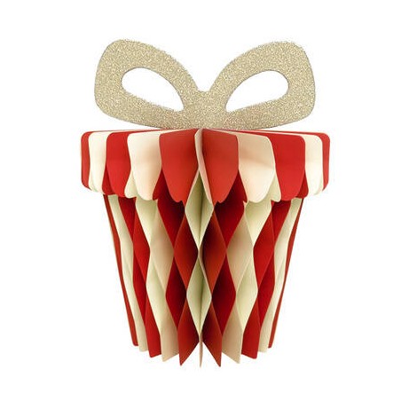 DECORAZIONE IN CARTA PACCO REGALO C/FIOCCO GLITTER 40cm