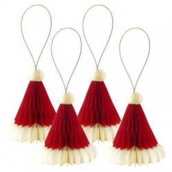 DECORAZIONE IN CARTA CAPPELLO BABBO NATALE 8cm 4pz