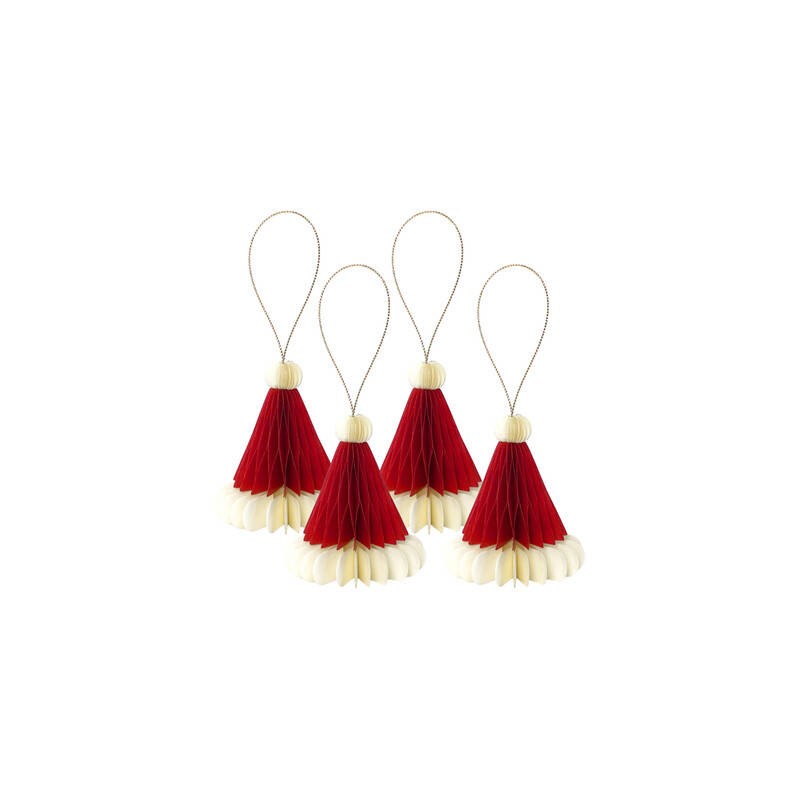 DECORAZIONE IN CARTA CAPPELLO BABBO NATALE 8cm 4pz