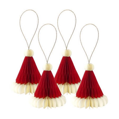 DECORAZIONE IN CARTA CAPPELLO BABBO NATALE 8cm 4pz