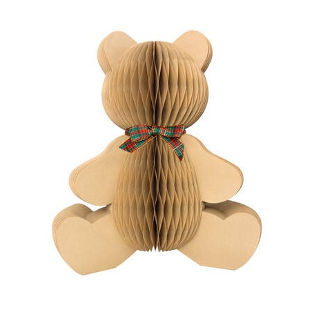 DECORAZIONE IN CARTA ORSETTO 40cm C/FIOCCO TARTAN
