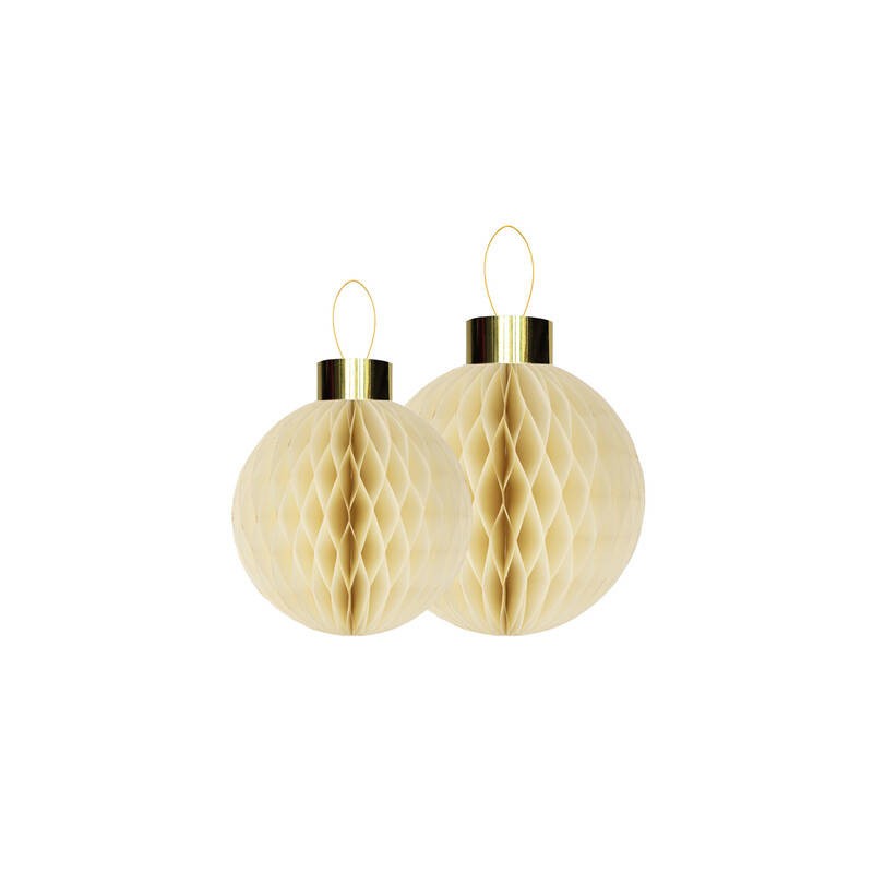DECORAZIONI IN CARTA PALLA NIDO D'APE 30/40cm AVORIO 2pz