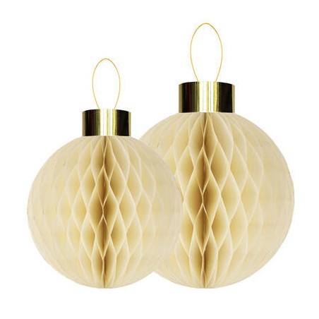 DECORAZIONI IN CARTA PALLA NIDO D'APE 30/40cm AVORIO 2pz