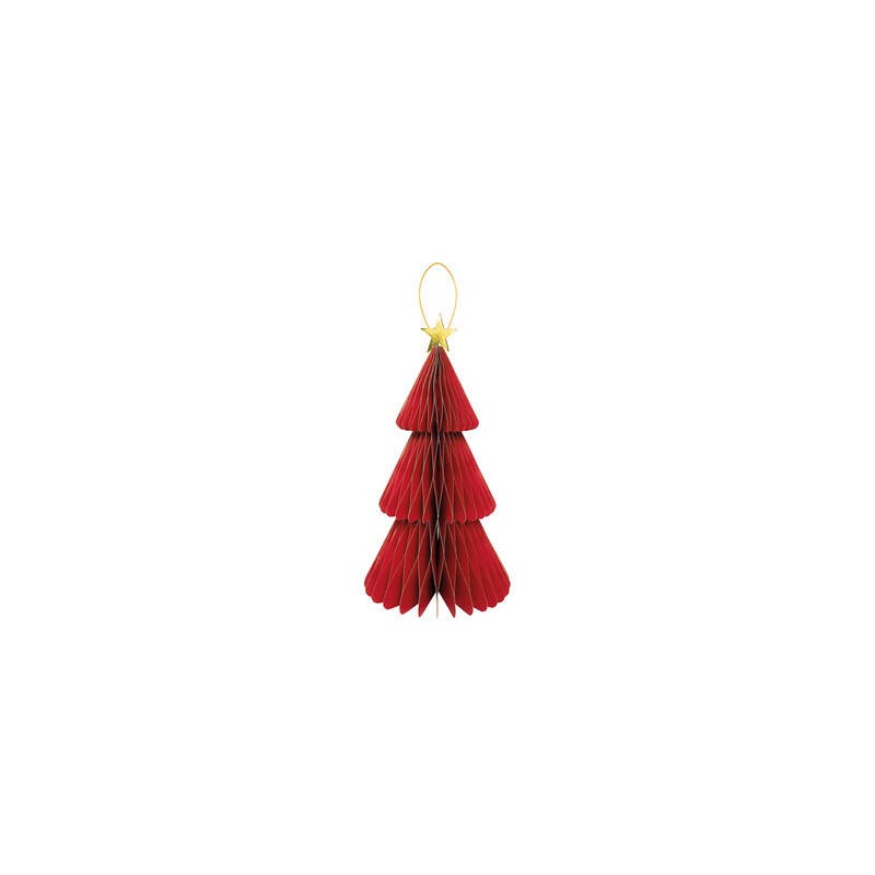 DECORAZIONE IN CARTA ALBERO C/STELLA 40cm ROSSO