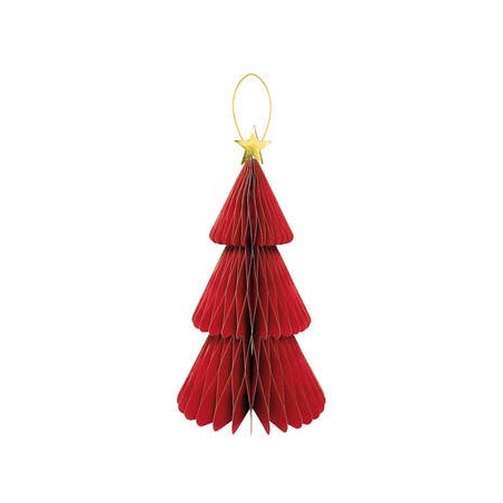 DECORAZIONE IN CARTA ALBERO C/STELLA 40cm ROSSO