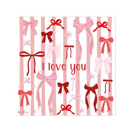 TOVAGLIOLI 33x33 I LOVE YOU BOW 16pz