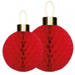 DECORAZIONI IN CARTA PALLA NIDO D'APE 30/40cm ROSSO 2pz