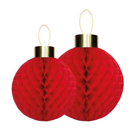 DECORAZIONI IN CARTA PALLA NIDO D'APE 30/40cm ROSSO 2pz
