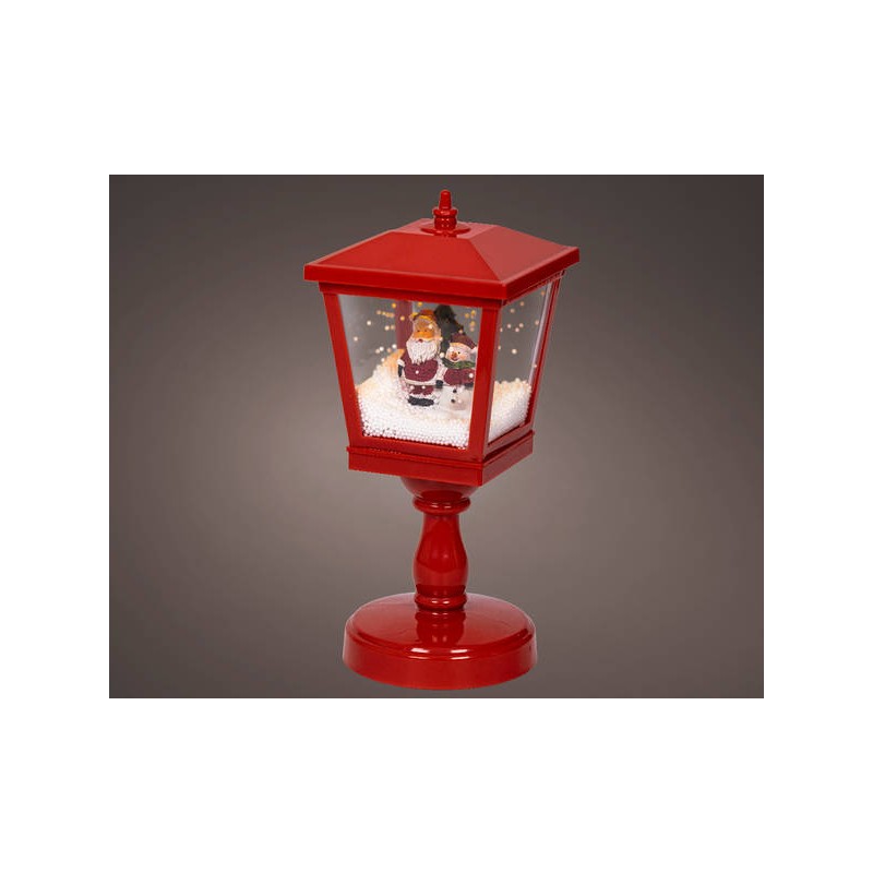 LANTERNA ROSSA C/LED E NEVE H.32,5cm