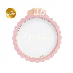 PIATTI PIANI ø20cm PRIMO COMPLEANNO CORONA GIRL 8pz