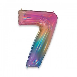 PALLONE NUMERO 7 MYLAR 102cm 40 RAINBOW