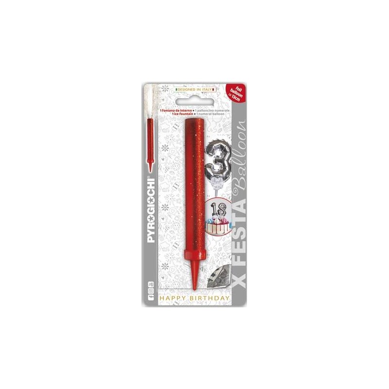 CANDELOTTO FESTA + PALLONCINO MYLAR N°3 H.13cm