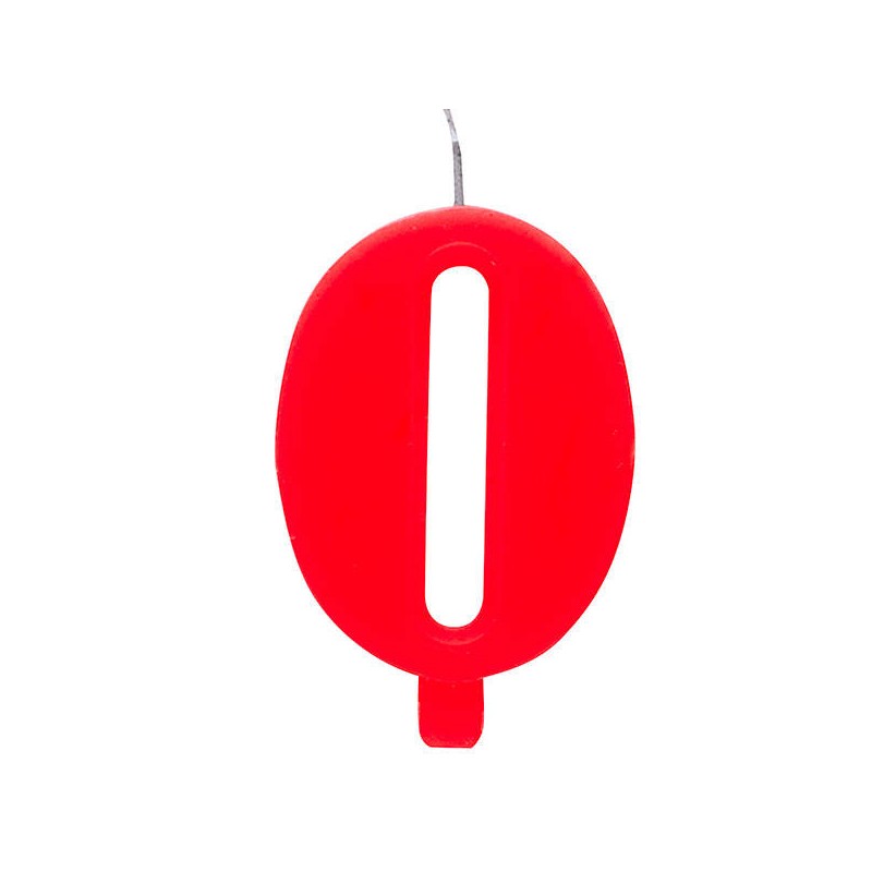 CANDELINA NUMERO 0 SCINTILLANTE  ROSSA 9,5cm