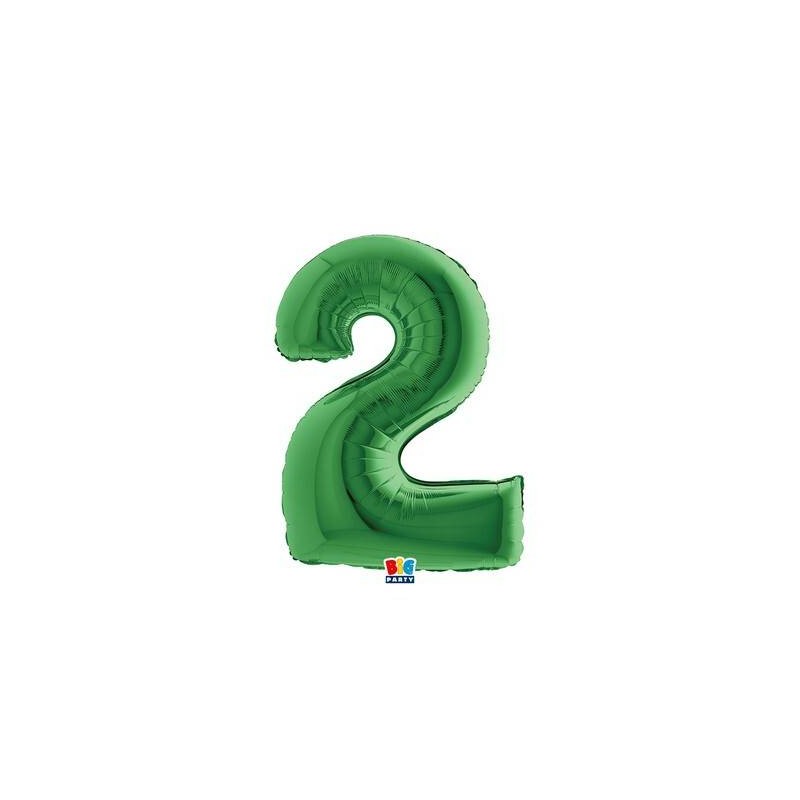 PALLONE NUMERO 2 MYLAR 102cm 40 VERDE