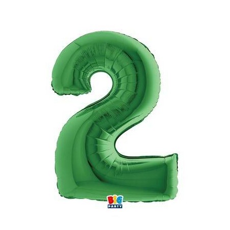 PALLONE NUMERO 2 MYLAR 102cm 40 VERDE