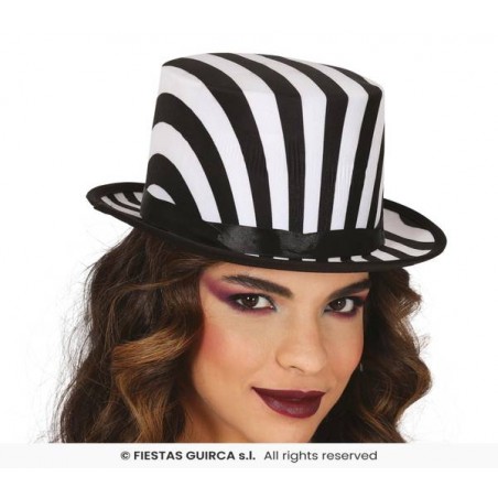 CAPPELLO CILINDRO A RIGHE BIANCHE/NERE