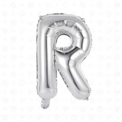 LETTERA R MYLAR SILVER 16" 40cm