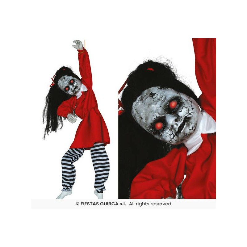 DECORAZIONE DA APPENDERE BAMBINA HORROR CON LUCE, SUONO E MOVIMENTO